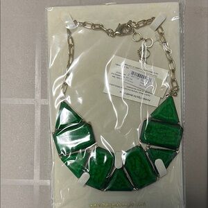 New Amrita Singh Evergreen Blair Bib Necklace with gold tone chain